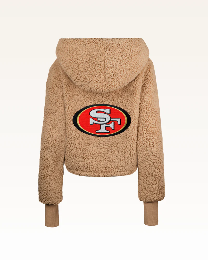 San Francisco 49ers Cropped Sherpa Lounger Jacket - Image 3