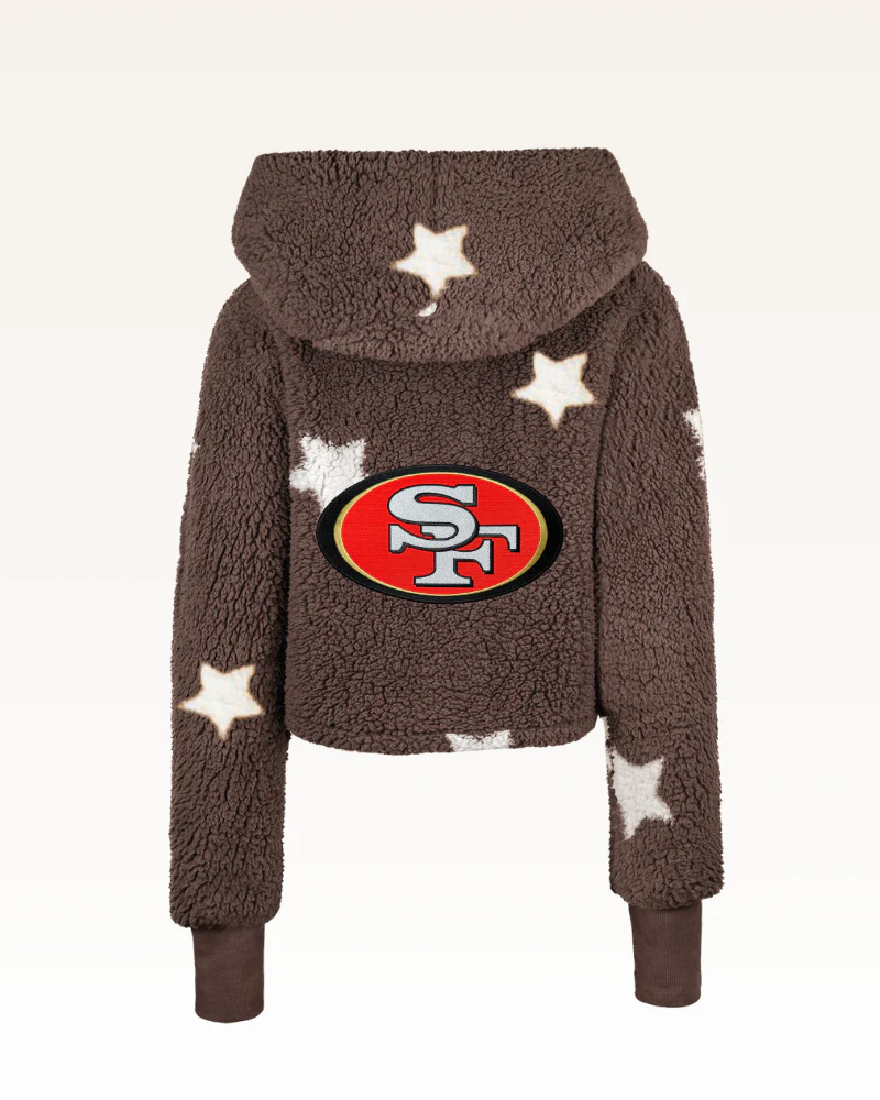 San Francisco 49ers Cropped Sherpa Lounger Jacket - Image 5