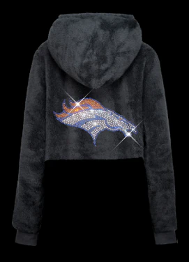 Bedazzled Denver Broncos Cropped Hoodie
