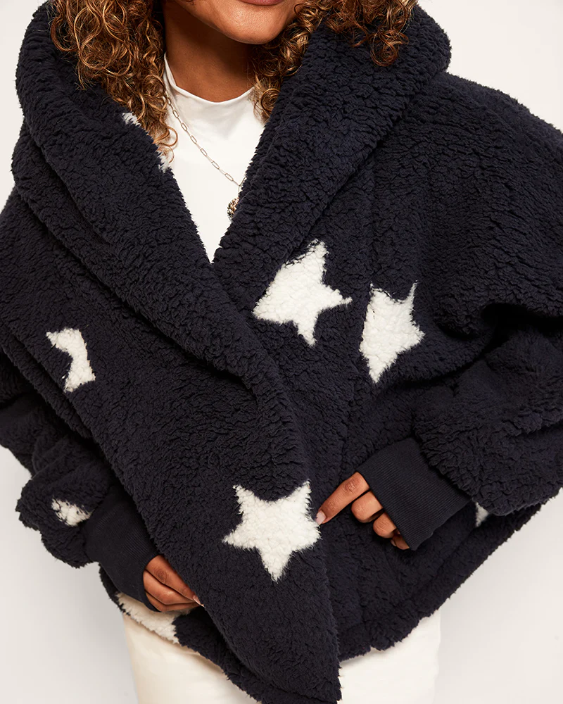 Classic Cropped Sherpa Lounger Jacket - Image 3
