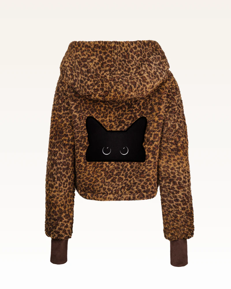 Beth's Furry Friends Black Cat Logo Cropped Sherpa Lounger Jacket - Image 5