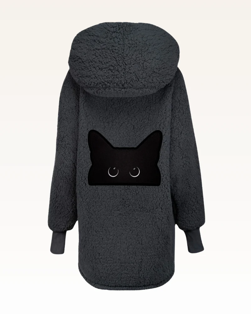 Beth's Furry Friends Black Cat Logo Sherpa Lounger Jacket - Image 6