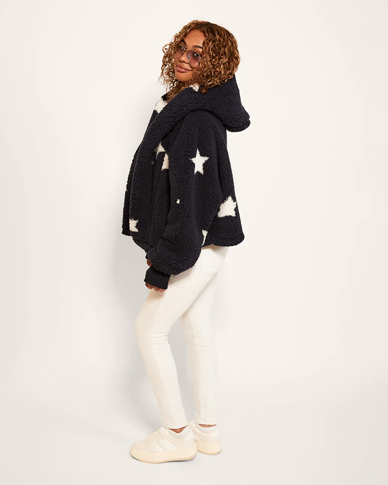Classic Cropped Sherpa Lounger Jacket - Image 4