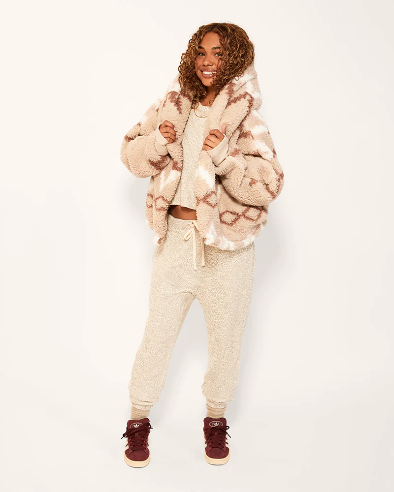 Classic Cropped Sherpa Lounger Jacket - Image 3