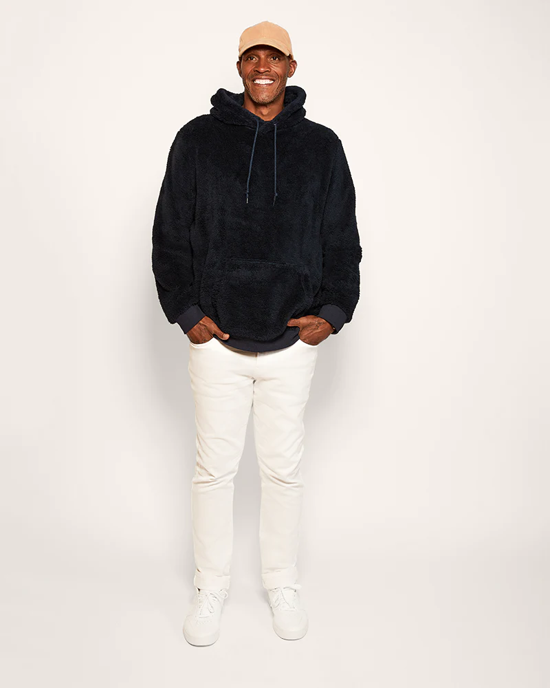 Classic Unisex Sherpa Hoodie - Navy - Image 5