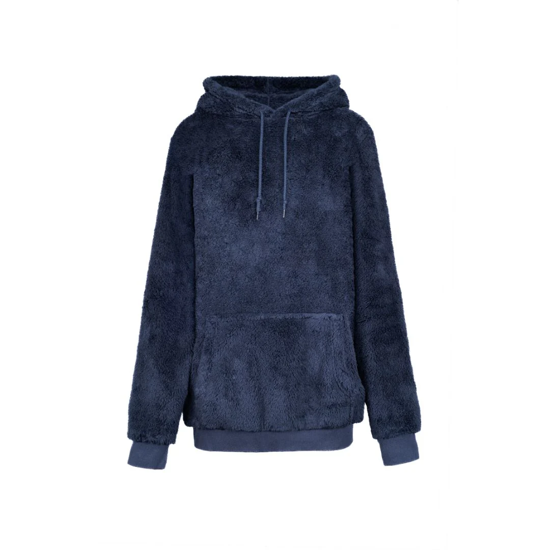 Classic Unisex Sherpa Hoodie - Navy - Image 6