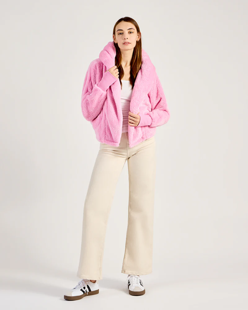 The Cropped Luxe Lounger Lite Jacket - Bubblegum Pink - Image 2