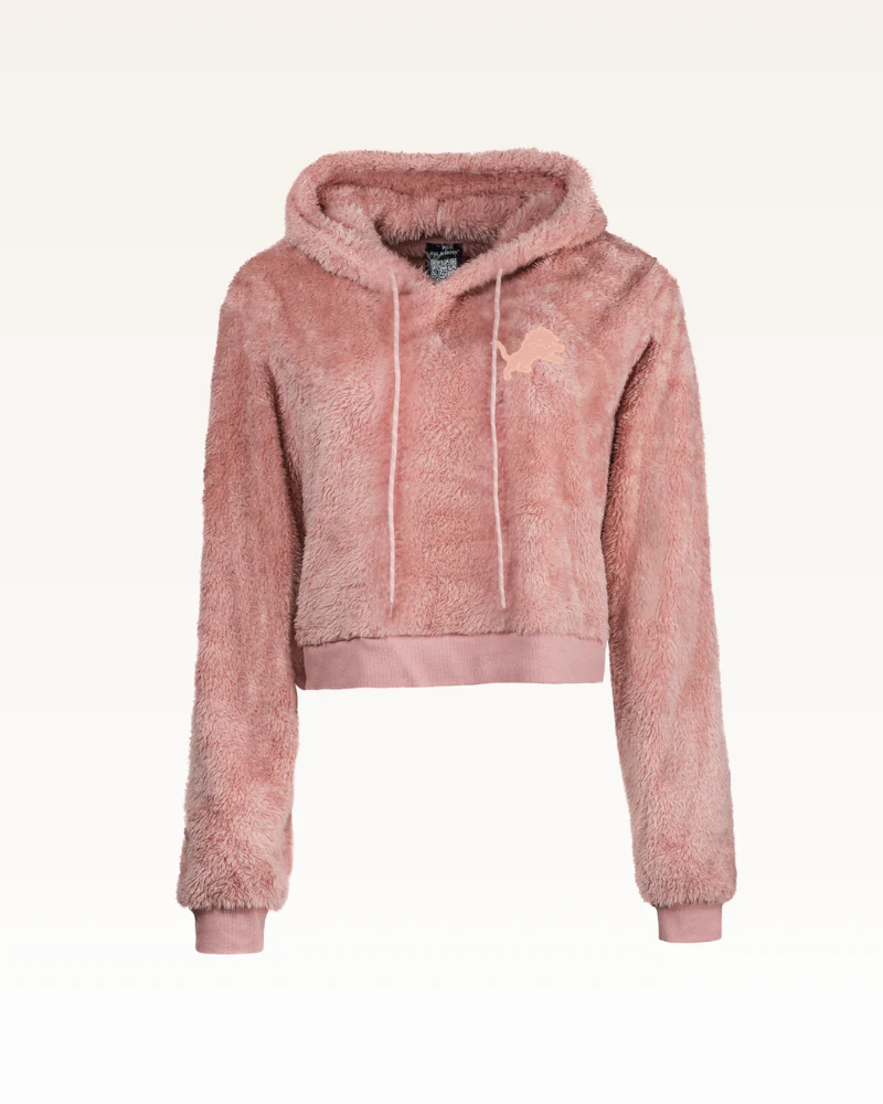 Detroit Lions Pink Tonal Cropped Sherpa Hoodie - Image 4