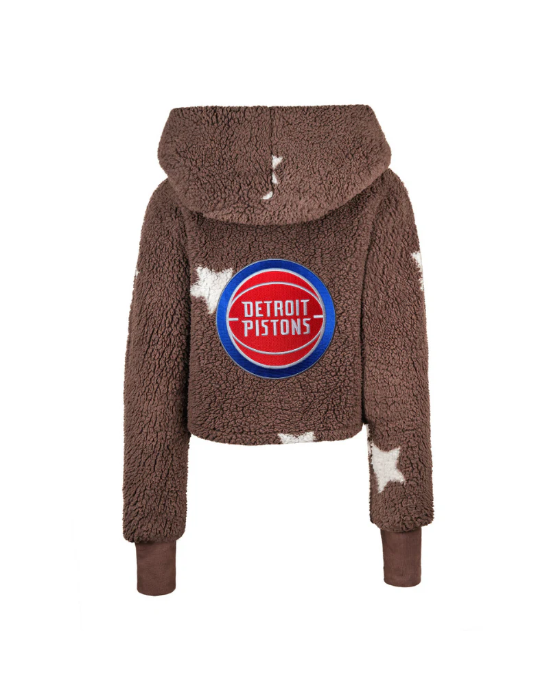 Detroit Pistons Cropped Sherpa Lounger Jacket - Image 4