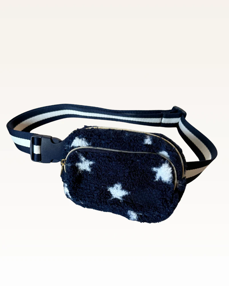 Floral Lined Regulation Size Sherpa Fanny Pack - Navy Star - Image 2