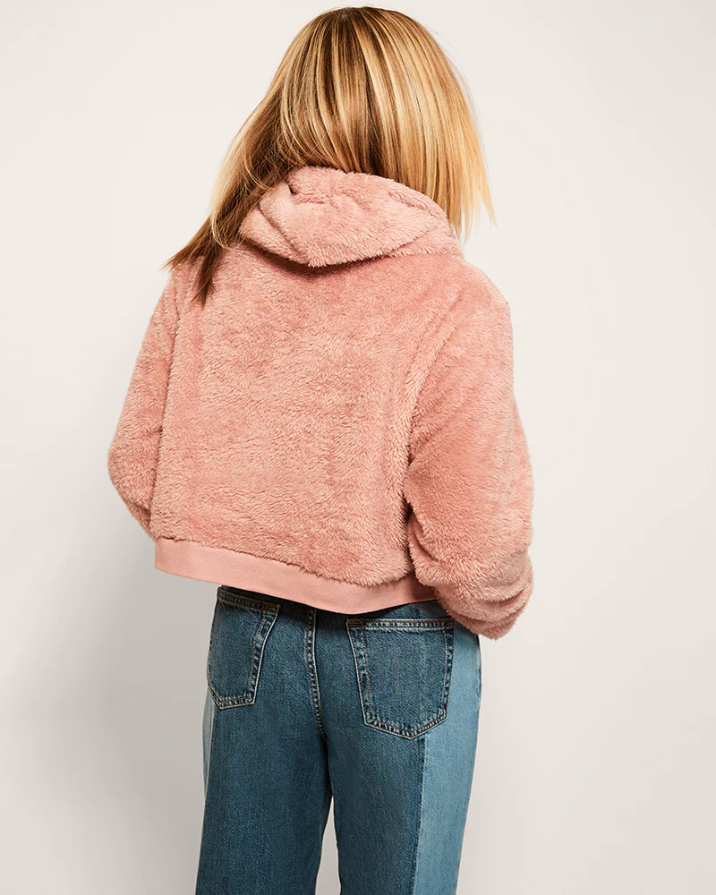 Green Bay Packers Pink Tonal Cropped Sherpa Hoodie - Image 3