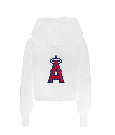 Los Angeles Angels Cropped Sherpa Lounger Jacket - White