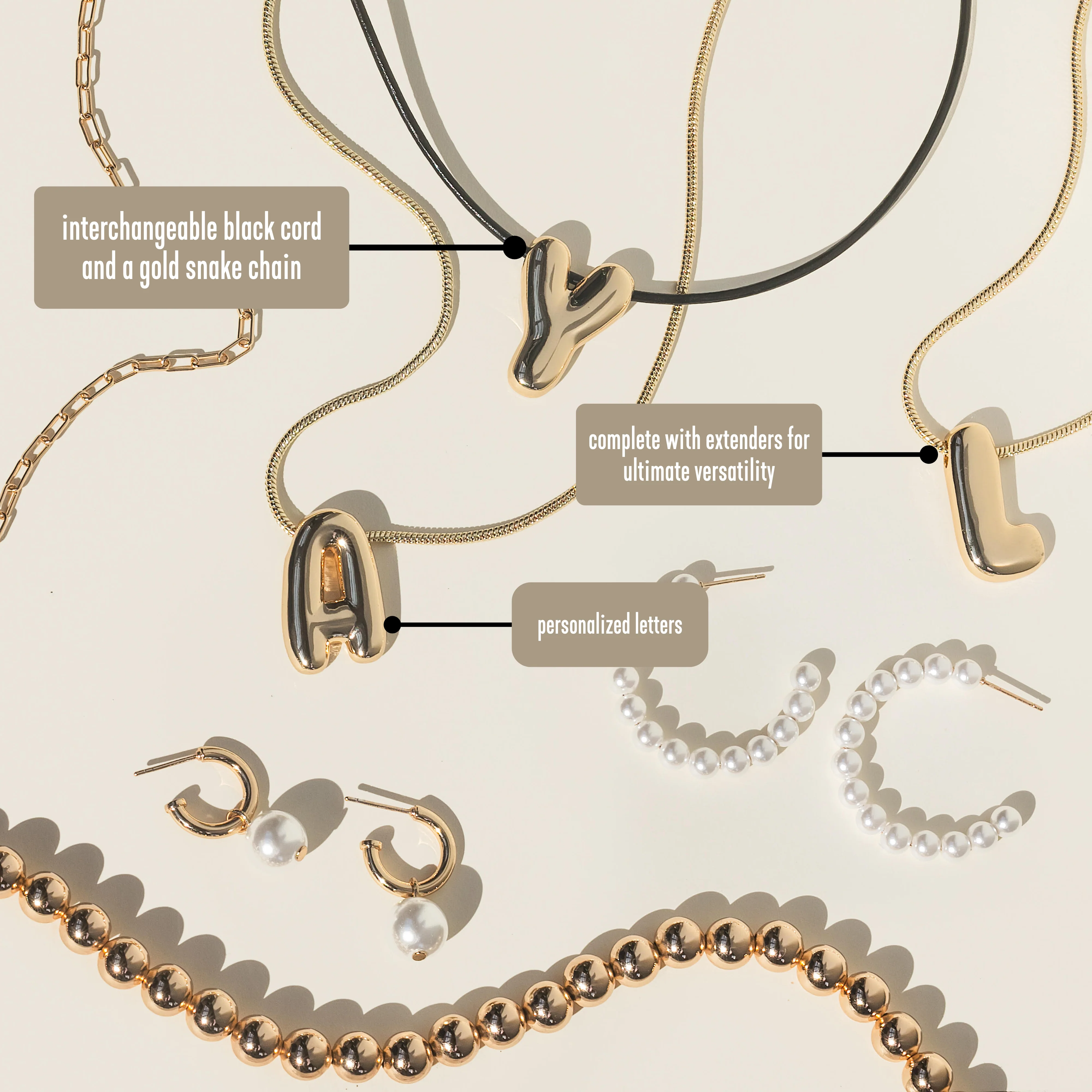 Leo & Luca by Hara Large Balloon Initial Necklace - Image 5