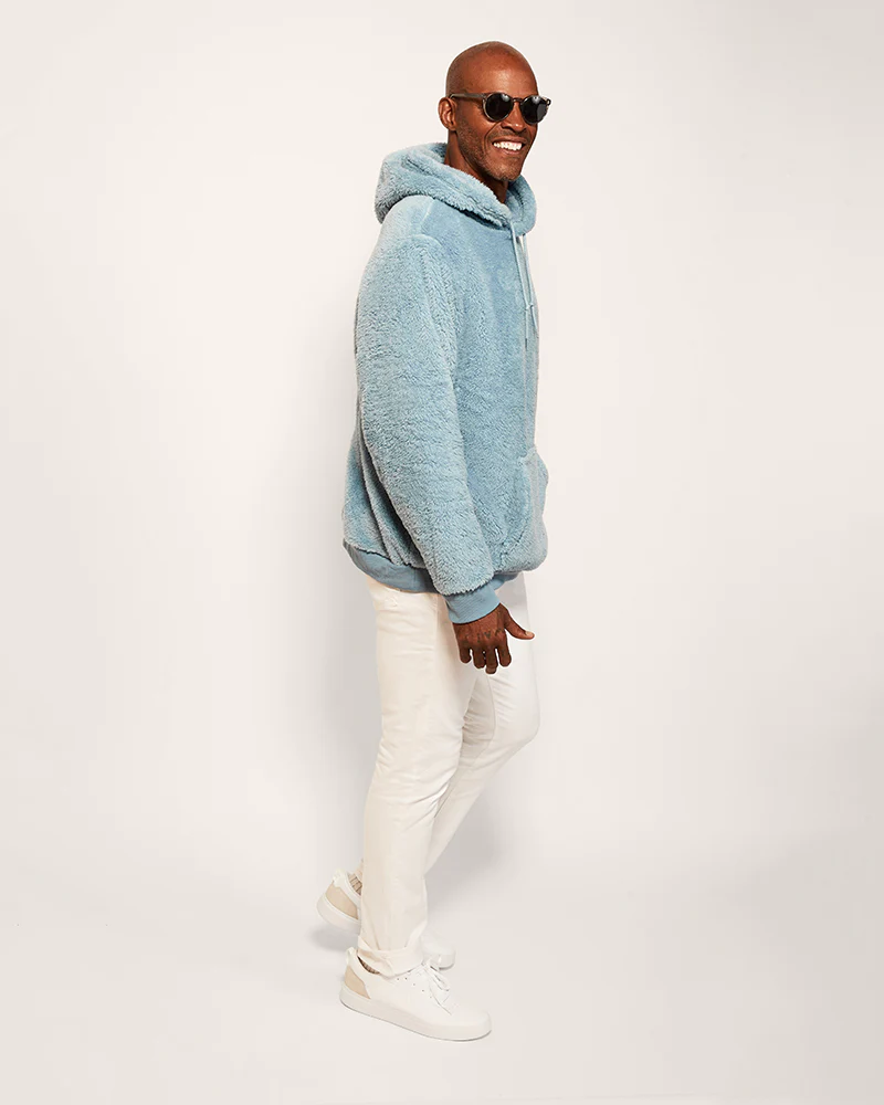 Classic Unisex Sherpa Hoodie - Faded Denim - Image 3