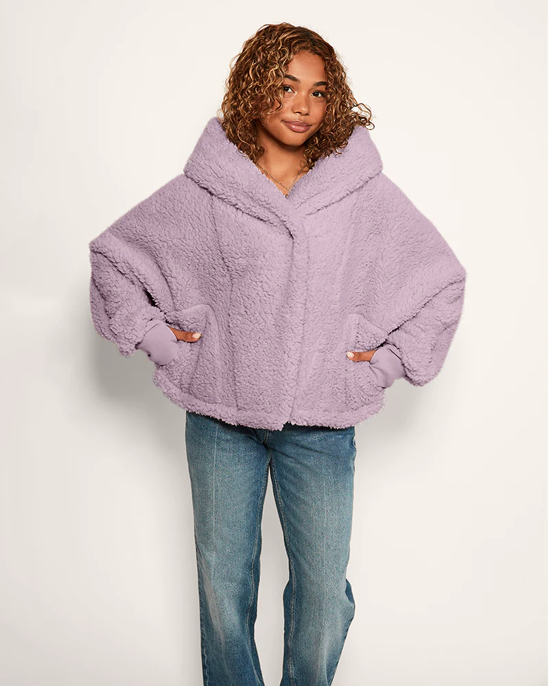 Classic Cropped Sherpa Lounger Jacket - Image 4