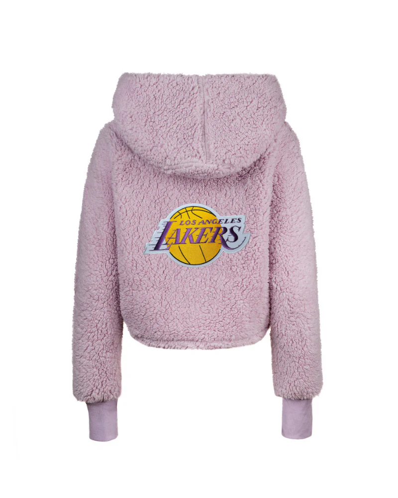 Los Angeles Lakers Cropped Sherpa Lounger Jacket - Image 5