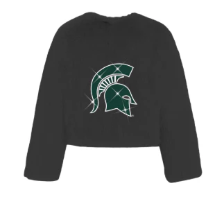 Michigan State University Bedazzled Logo Faux Fur Jacket - Image 2