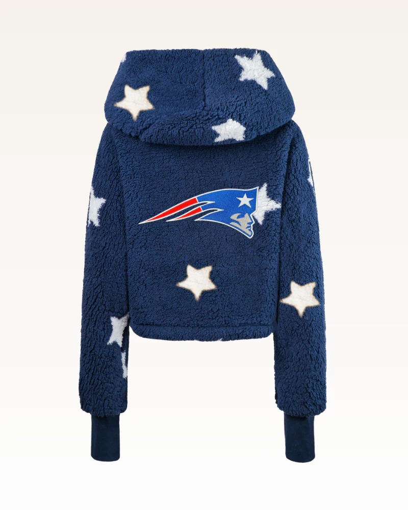 New England Patriots Cropped Sherpa Lounger Jacket - Image 4