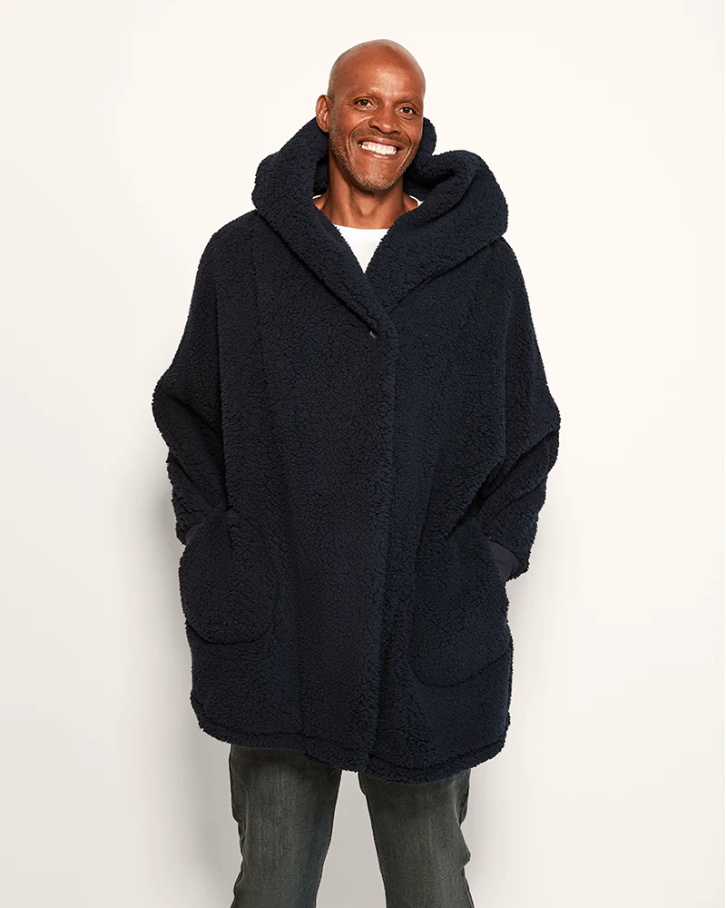 University of Michigan Unisex Sherpa Lounger Jacket - Navy - Image 4
