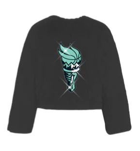 New York Liberty Bedazzled Logo Faux Fur Jacket