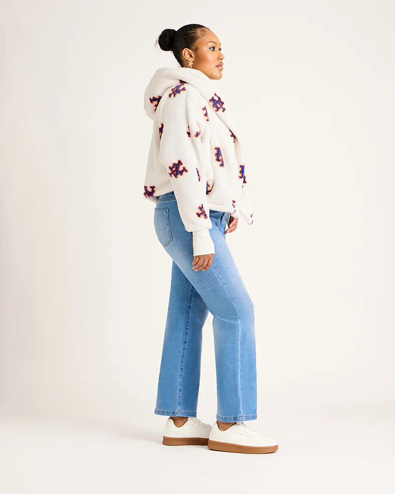 New York Mets All Over Print Logo Cropped Lounger Lite Jacket - Image 4