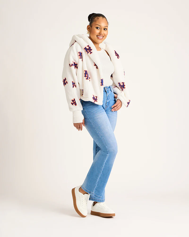 New York Mets All Over Print Logo Cropped Lounger Lite Jacket - Image 7