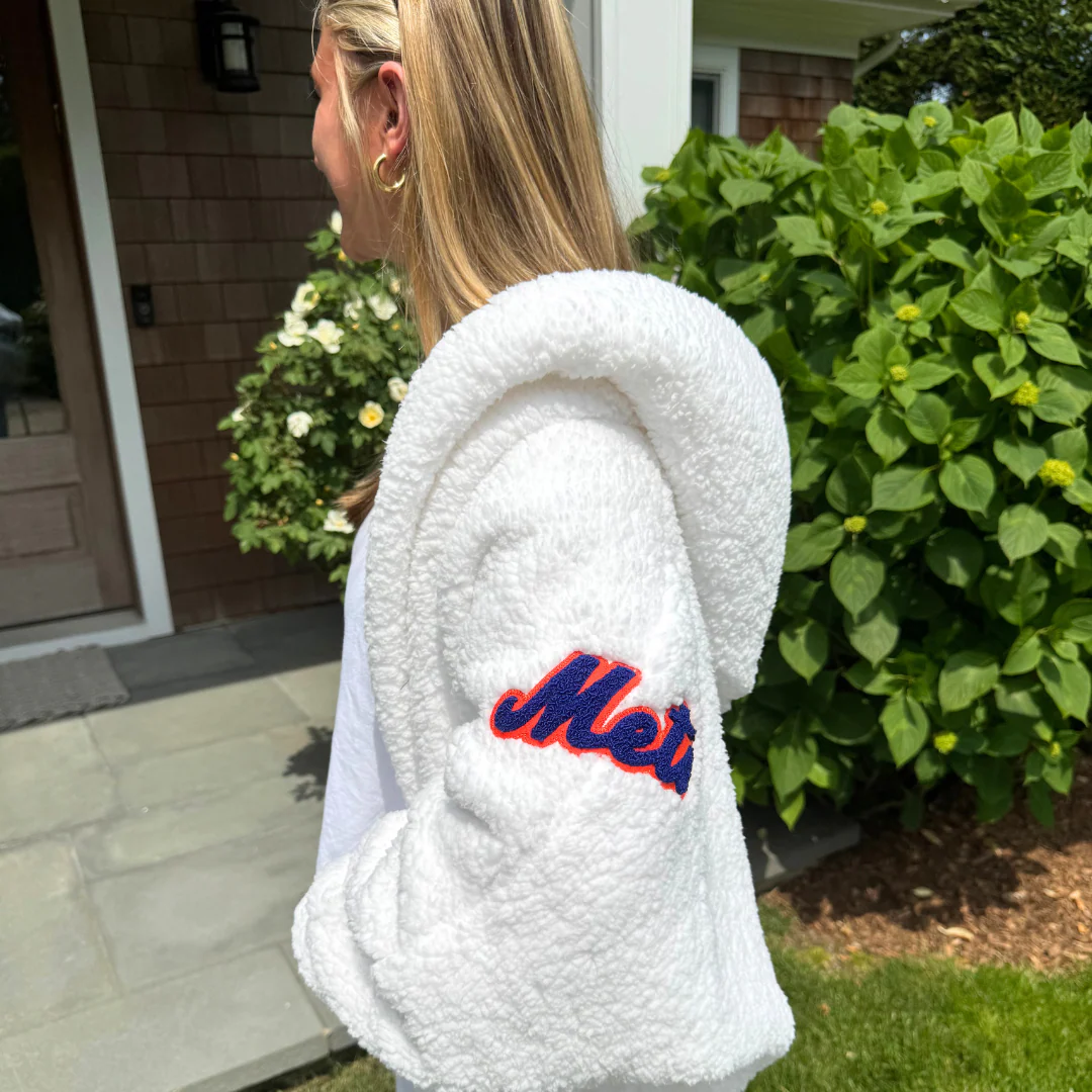 New York Mets Remix Logo Cropped Sherpa Lounger Jacket - Image 4