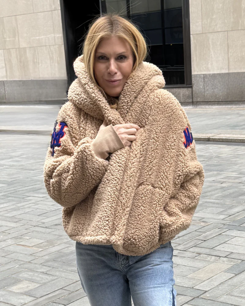 New York Mets Remix Logo Cropped Sherpa Lounger Jacket - Image 3