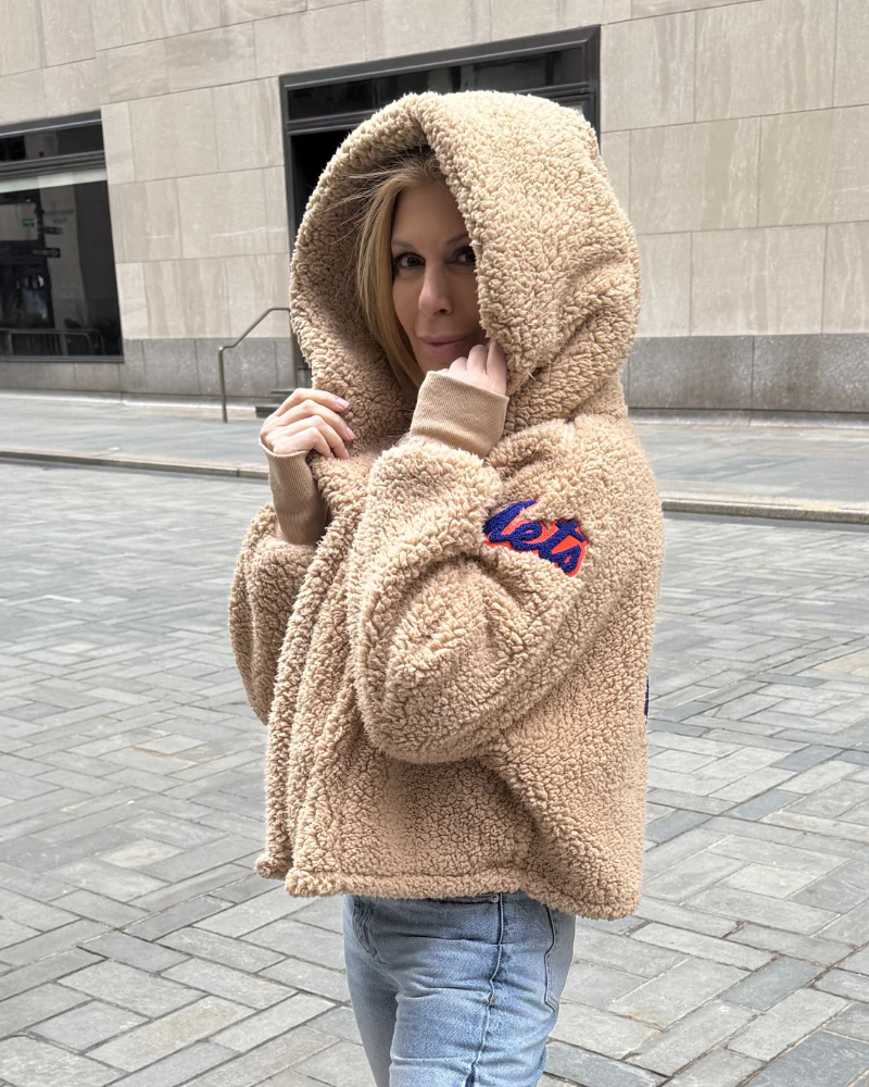 New York Mets Remix Logo Cropped Sherpa Lounger Jacket - Image 4