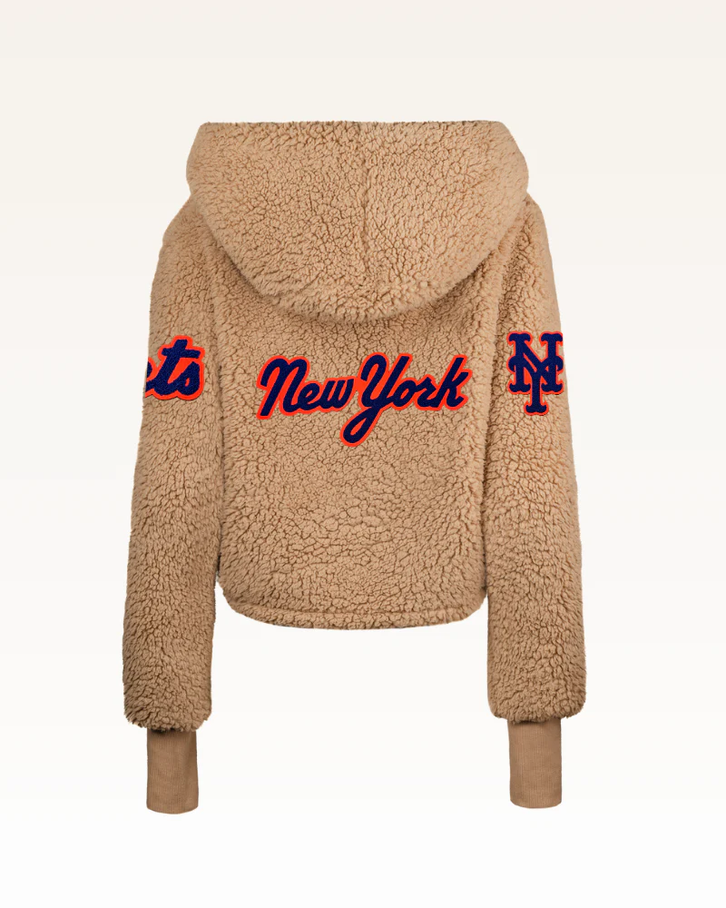 New York Mets Remix Logo Cropped Sherpa Lounger Jacket - Image 6