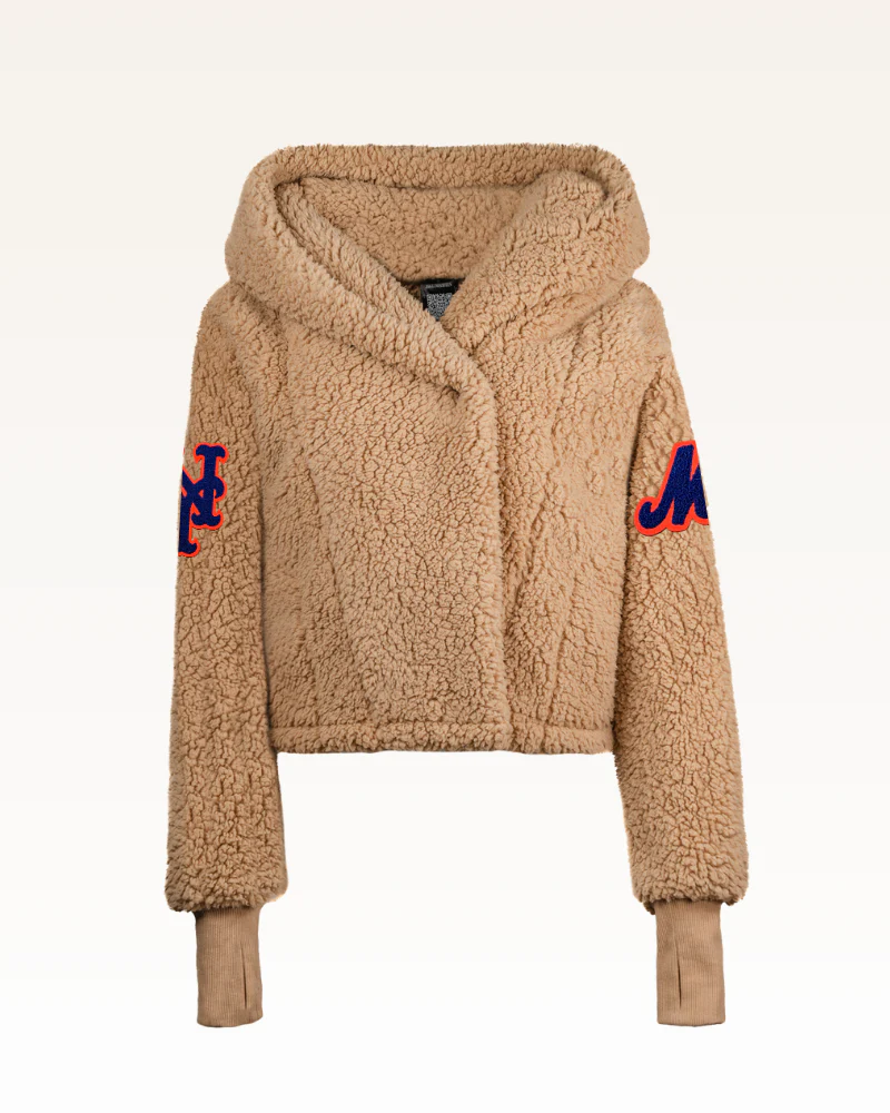 New York Mets Remix Logo Cropped Sherpa Lounger Jacket - Image 7