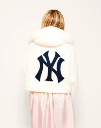 New York Yankees Chenille Logo Cropped Sherpa Lounger Jacket