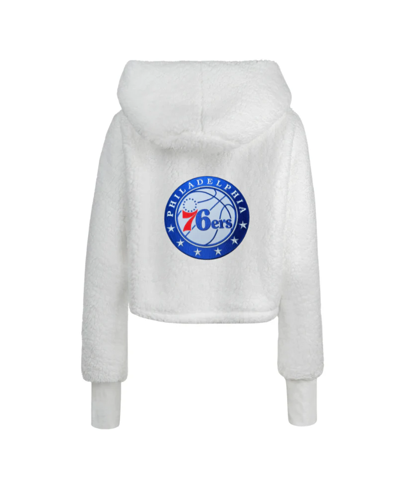 Philadelphia 76ers Cropped Sherpa Lounger Jacket - Image 3