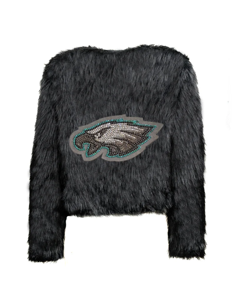 Philadelphia Eagles Bedazzled Logo Faux Fur Jacket
