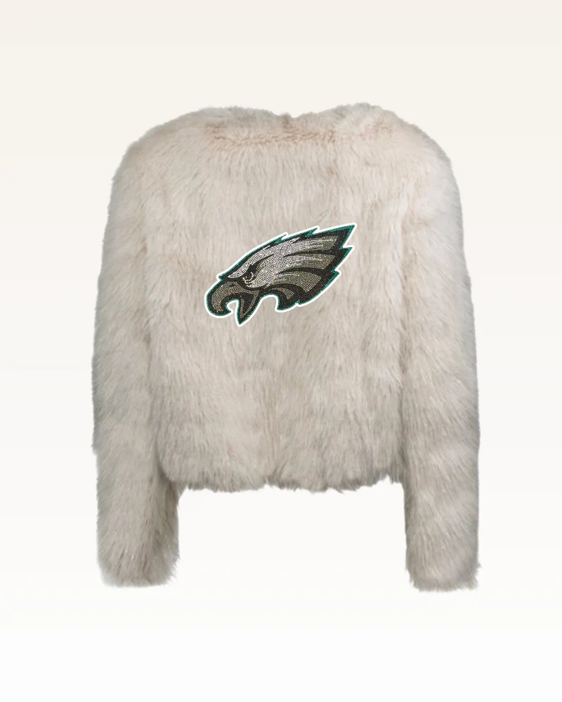 Philadelphia Eagles Bedazzled Logo Faux Fur Jacket - Image 4
