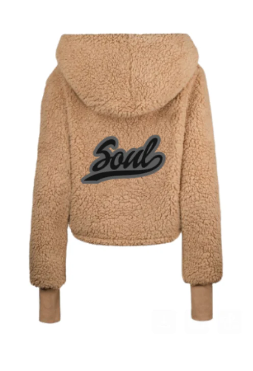 'Soul' Chenille Logo Cropped Sherpa Lounger Jacket