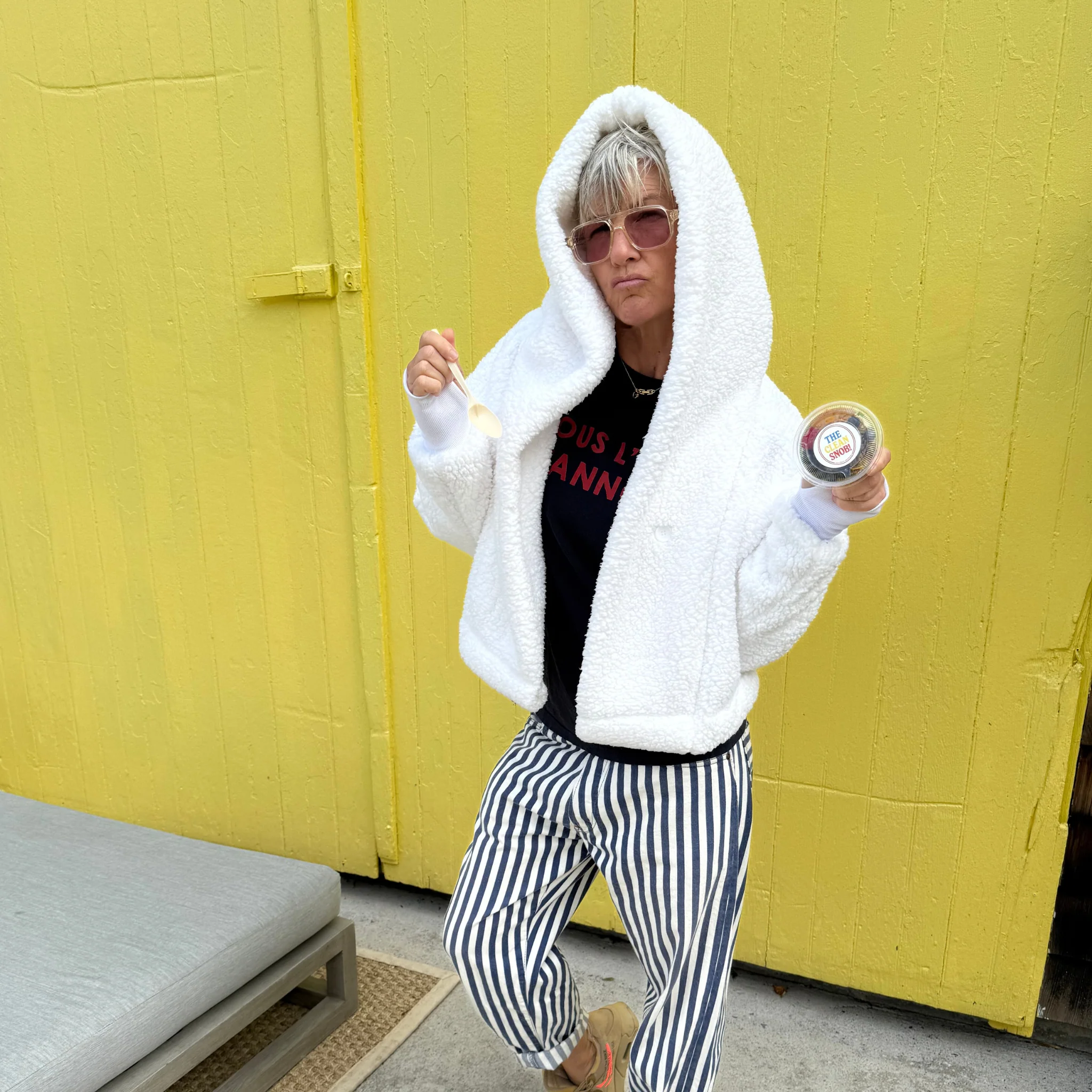 SoulCycle 'Barn' Cropped Sherpa Lounger Jacket - Image 3