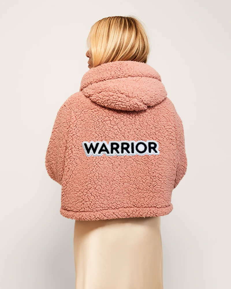 The Warrior Effect™ by Jill Martin Chenille Logo Cropped Sherpa Lounger Jacket - Image 3