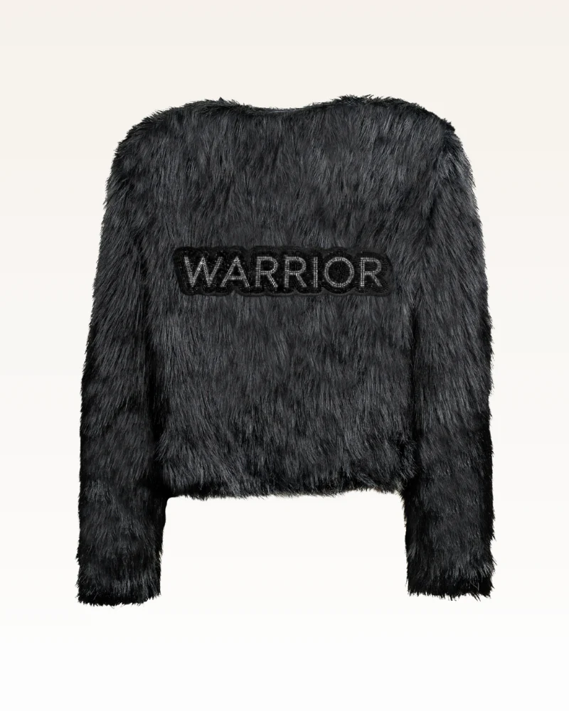 The Warrior Effect™ by Jill Martin Bedazzled Logo Faux Fur Jacket - Image 5