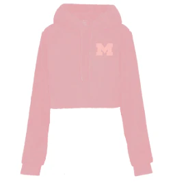 University of Michigan Breast Cancer Awareness Logo Cropped Sherpa Hoodie