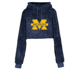 University of Michigan Logo Cropped Sherpa Hoodie
