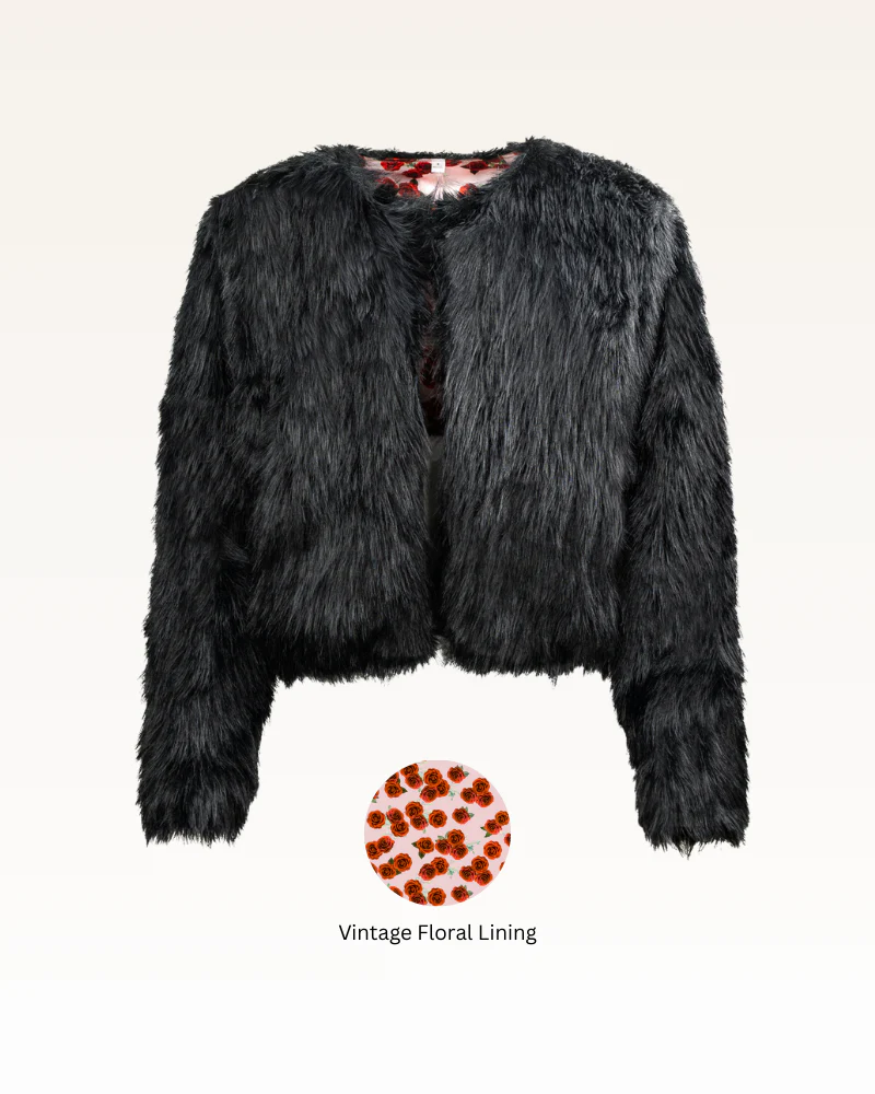 Faux Fur (Vintage Floral Lined) Jacket - Image 8