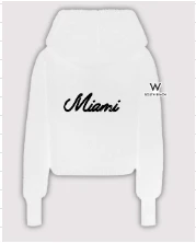 W South Beach Bedazzled Remix Logo Cropped Sherpa Lounger Jacket