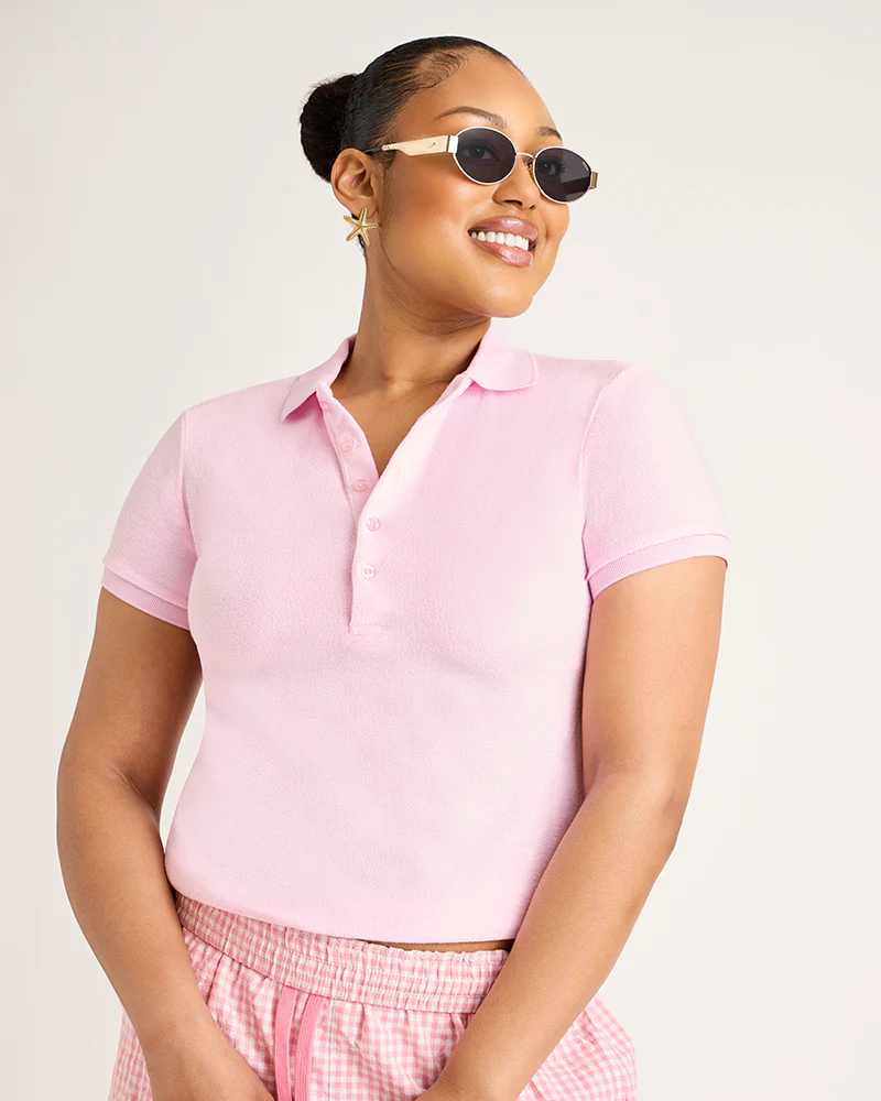 Women's Terry Polo - Pink - Image 3